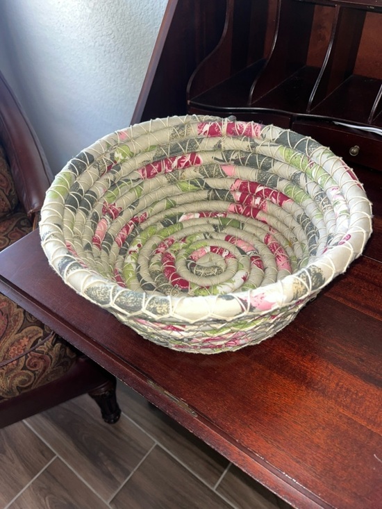Handmade Other - Handcrafted Fabric Coil Bowl in Pink and Green